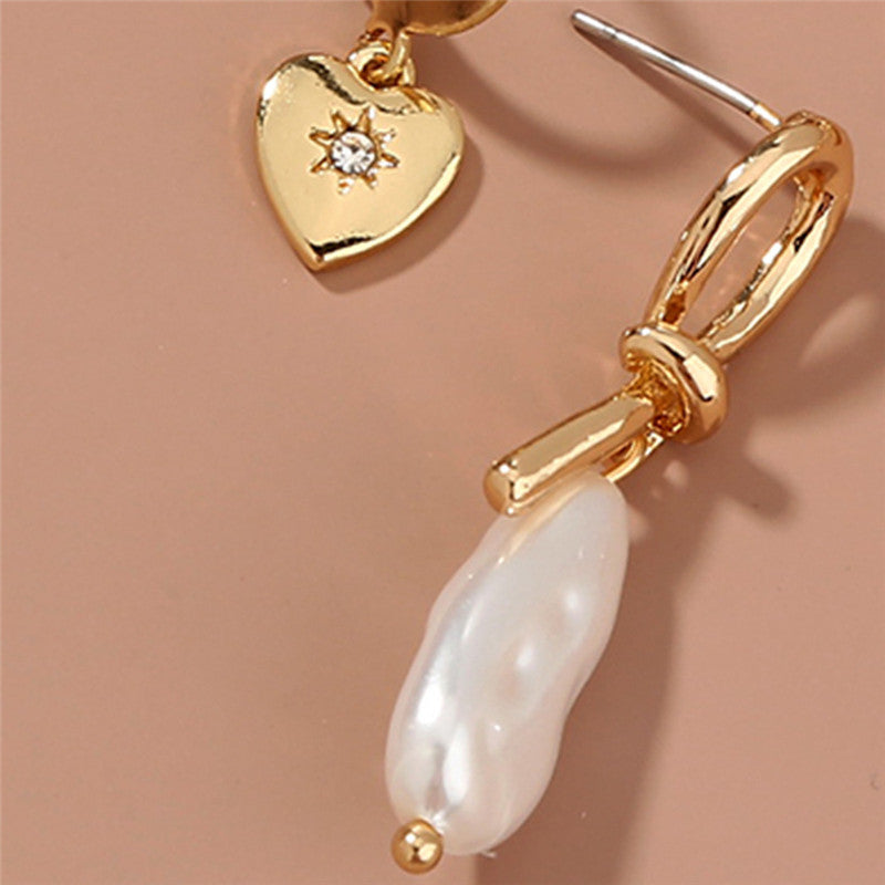 Simple Temperament Wild Pearl Love Earrings-Jewearrings