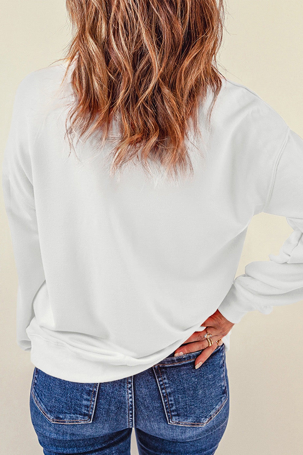 Sequin Round Neck Long Sleeve Sweatshirt-Jewearrings