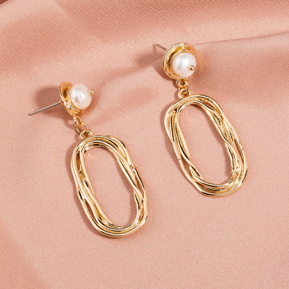 Simple And Versatile Imitation Natural Flat Pearl Earrings-Jewearrings