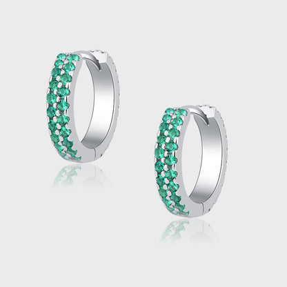 Sterling Silver Fashion Circle Round Ear Buckle Full Bored Colorful Zircon Earrings-Jewearrings