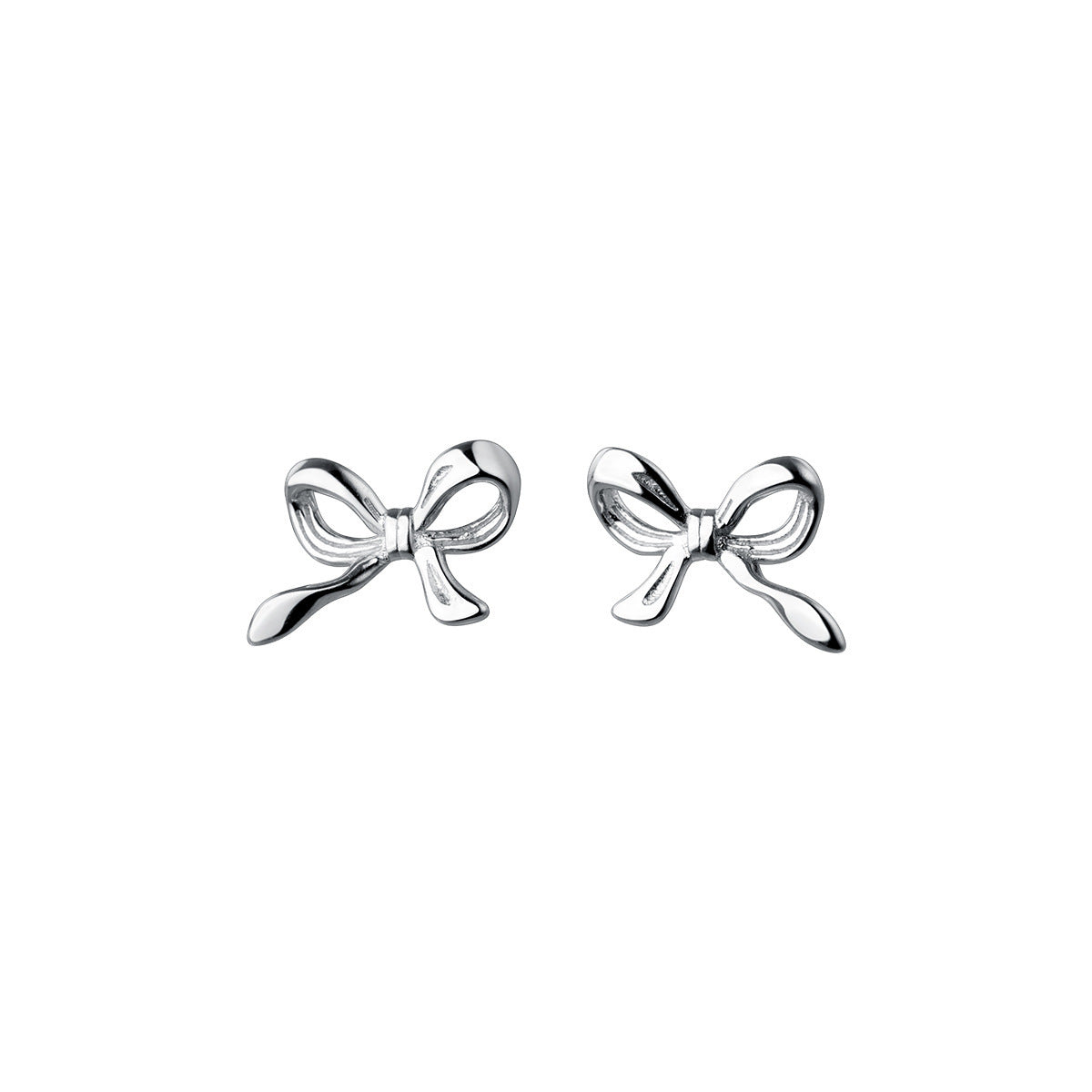 Women's Glossy Bow Sterling Silver Stud Earrings-Jewearrings