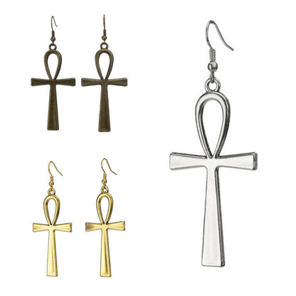 Cross Earrings Life Symbol Flower Pendant-Jewearrings