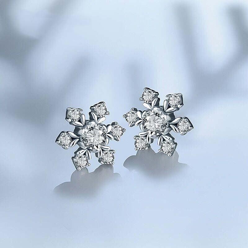 S925 sterling silver simple snowflake earrings-Jewearrings