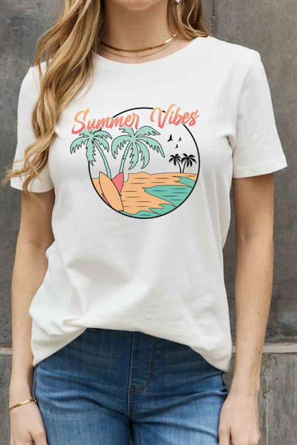 Simply Love Full Size SUMMER VIBES Graphic Cotton Tee-Jewearrings