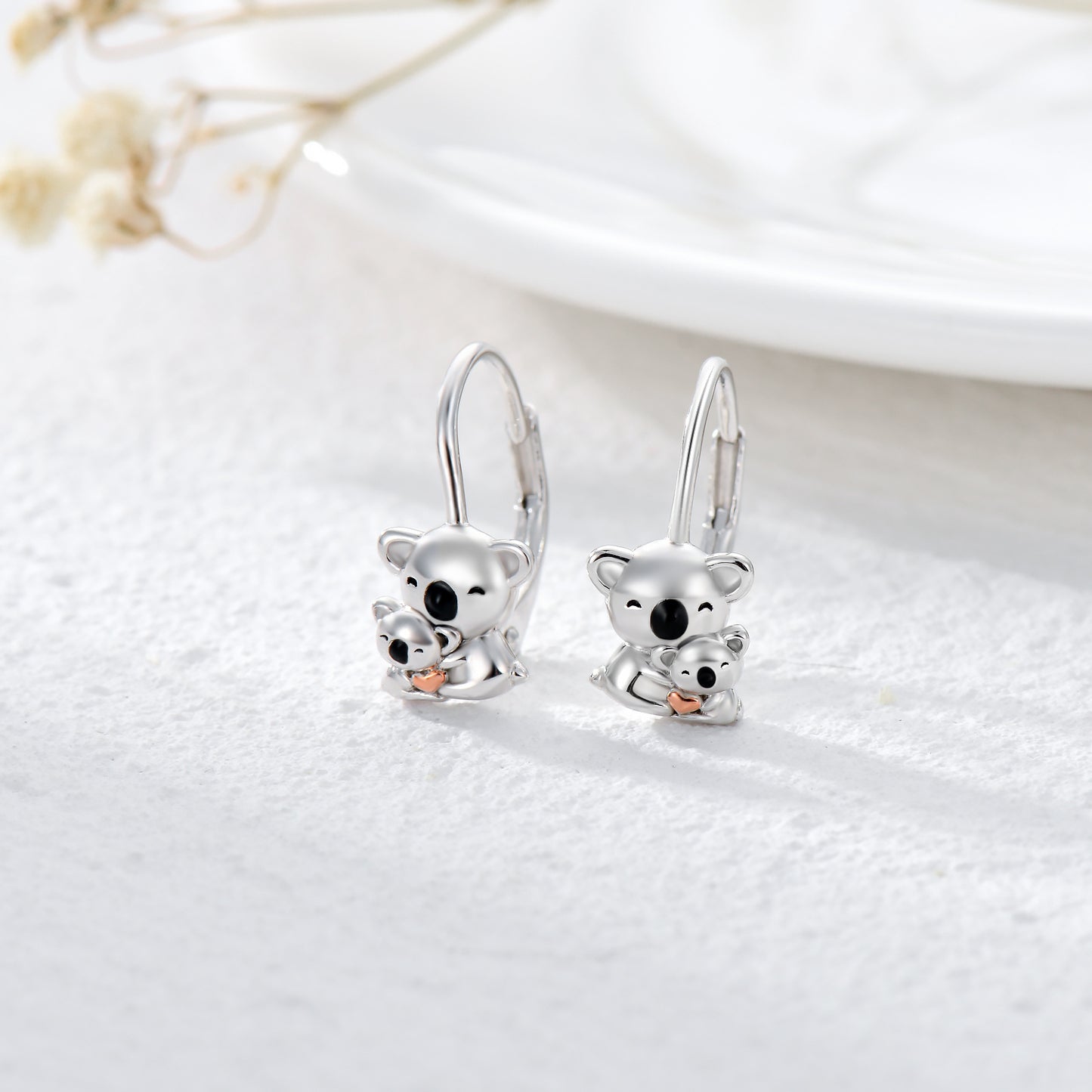 Koala Earrings for Girls Women Cute Mother Daughter Koalas Stud Earrings Sterling Silver Drop Dangle Jewelry-Jewearrings