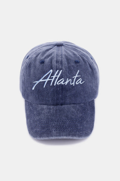 Zenana Washed ATLANTA Embroidered Baseball Cap-Jewearrings