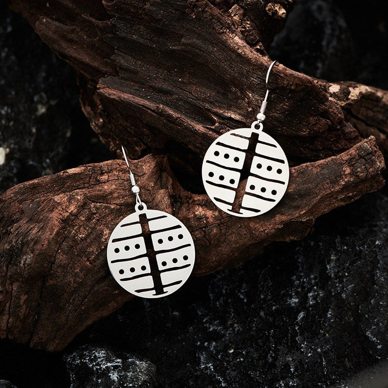 Occult Symbol Dangle Earrings Silver Plated Stainless Steel Geometric Earrings For Women Viking Jewelry-Jewearrings