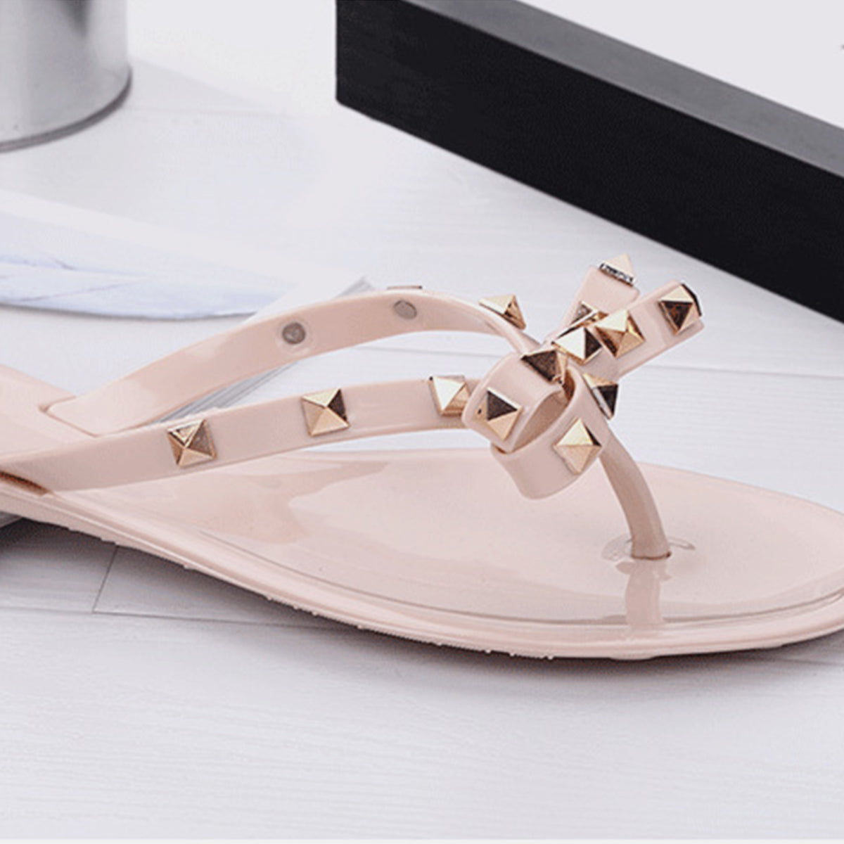 Bow Toe Post PVC Sandals-Jewearrings