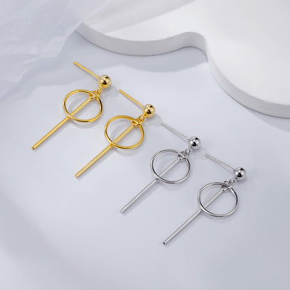 Ins Simple Style S925 Sterling Silver Geometric Circle Earrings-Jewearrings