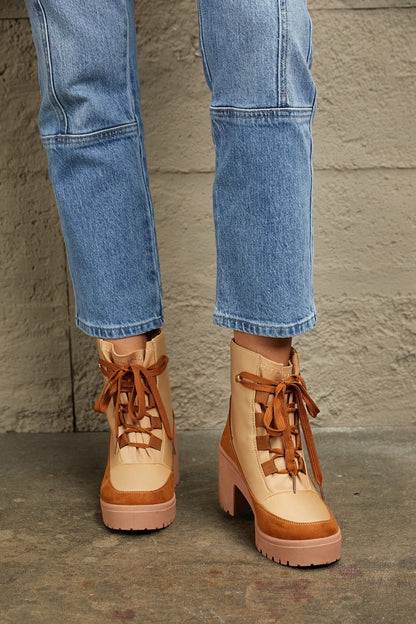 East Lion Corp Lace Up Lug Booties-Jewearrings