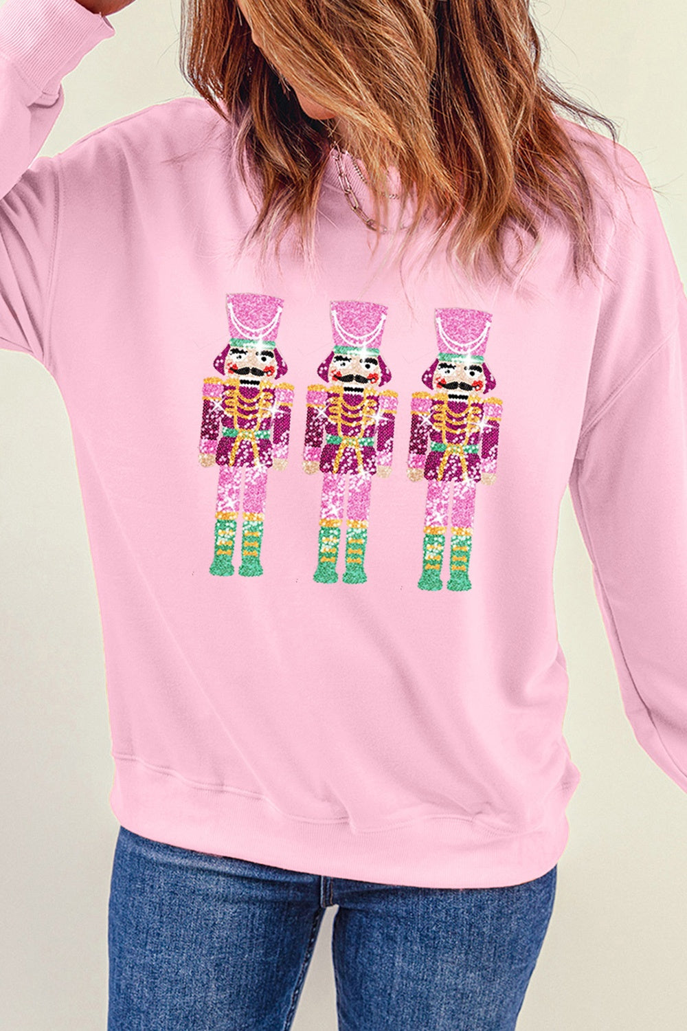 Sequin Nutcracker Long Sleeve Sweatshirt-Jewearrings