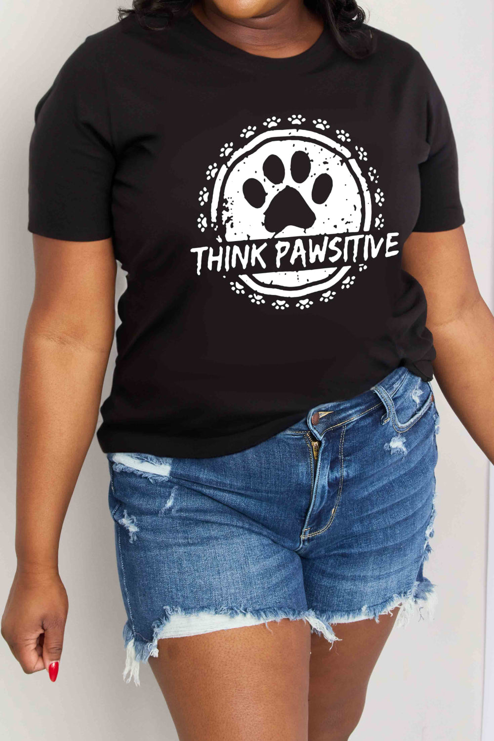 Simply Love Simply Love Full Size THINK PAWSITIVE Graphic Cotton Tee-Jewearrings