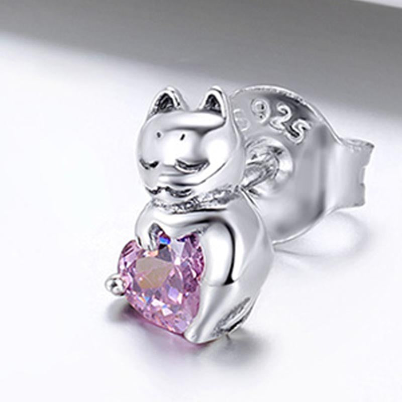 S925 Sterling Silver Cute Cat Jewelry Earrings-Jewearrings