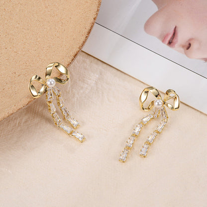 Simple Short Earrings With Bow Temperament-Jewearrings