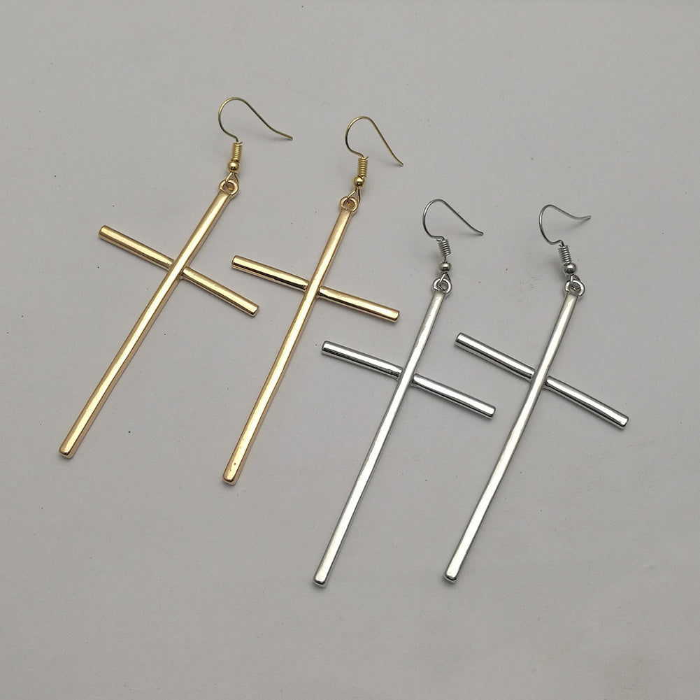 Geometric natural cross earrings alloy plating earrings-Jewearrings