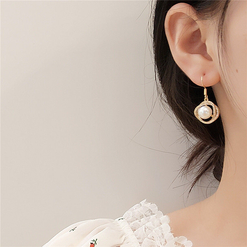 Pearl zircon earrings-Jewearrings