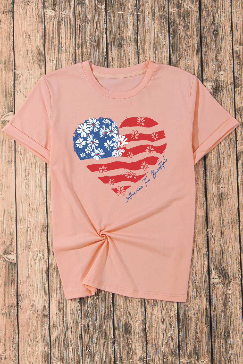 Heart Round Neck Short Sleeve T-Shirt-Jewearrings