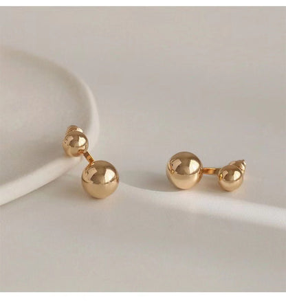 925 Silver Needle Simple Small Golden Balls Stud Earrings For Women Temperamental Earrings Minority Design Earrings-Jewearrings