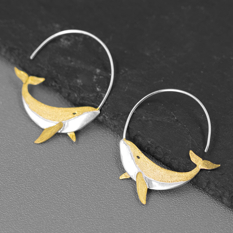 Sterling Silver Earrings Whale Unique And Exquisite-Jewearrings