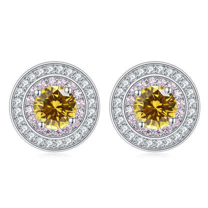 Sterling Silver Round Micro Set Zircon Earrings-Jewearrings