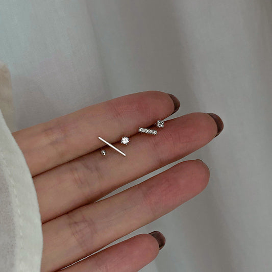 Sterling Silver Geometric Asymmetrical Stud Earrings-Jewearrings