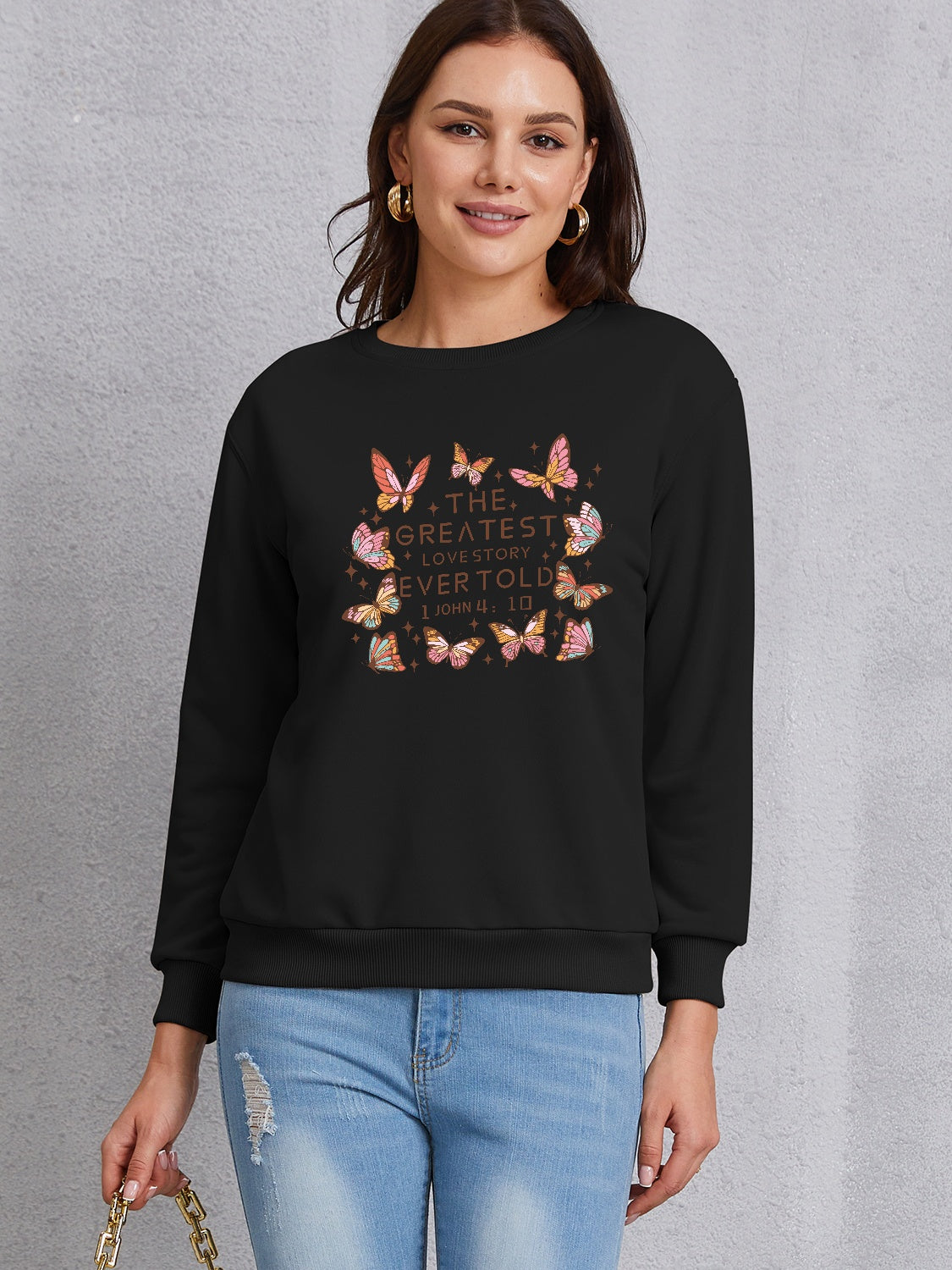 THE GREATEST LOVESTORY EVERTOLD Round Neck Sweatshirt-Jewearrings