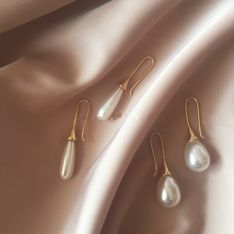 Waterdrop pearl simple personality earrings-Jewearrings