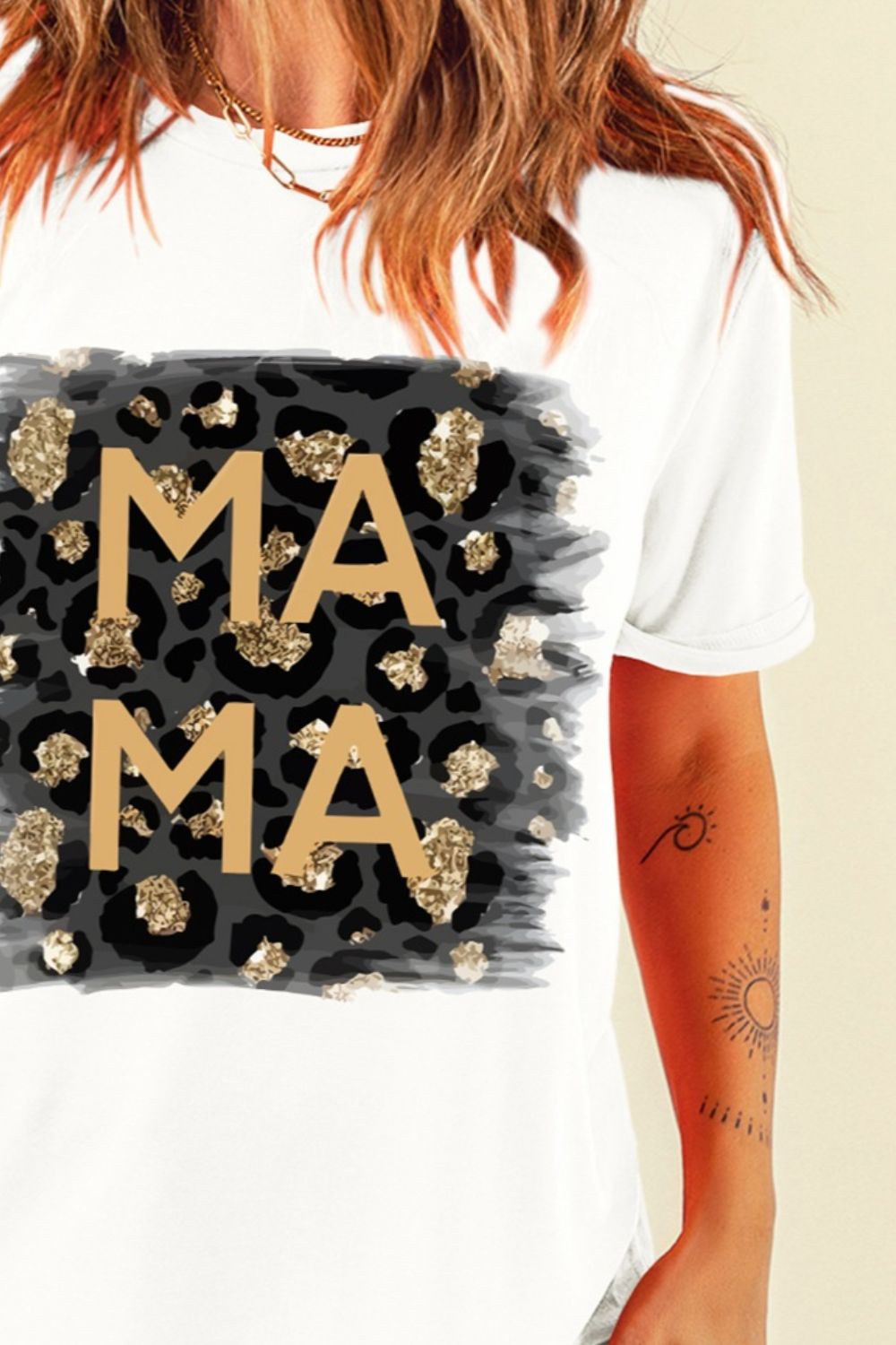 MAMA Round Neck Short Sleeve T-Shirt-Jewearrings