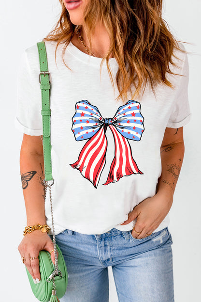 Bow Graphic Round Neck Short Sleeve T-Shirt-Jewearrings