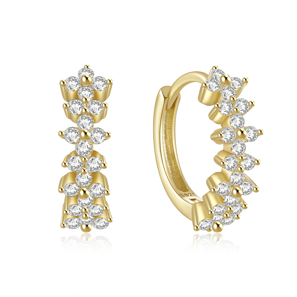 Silver Super Flash Single Row Petal Diamond Earrings For Women-Jewearrings