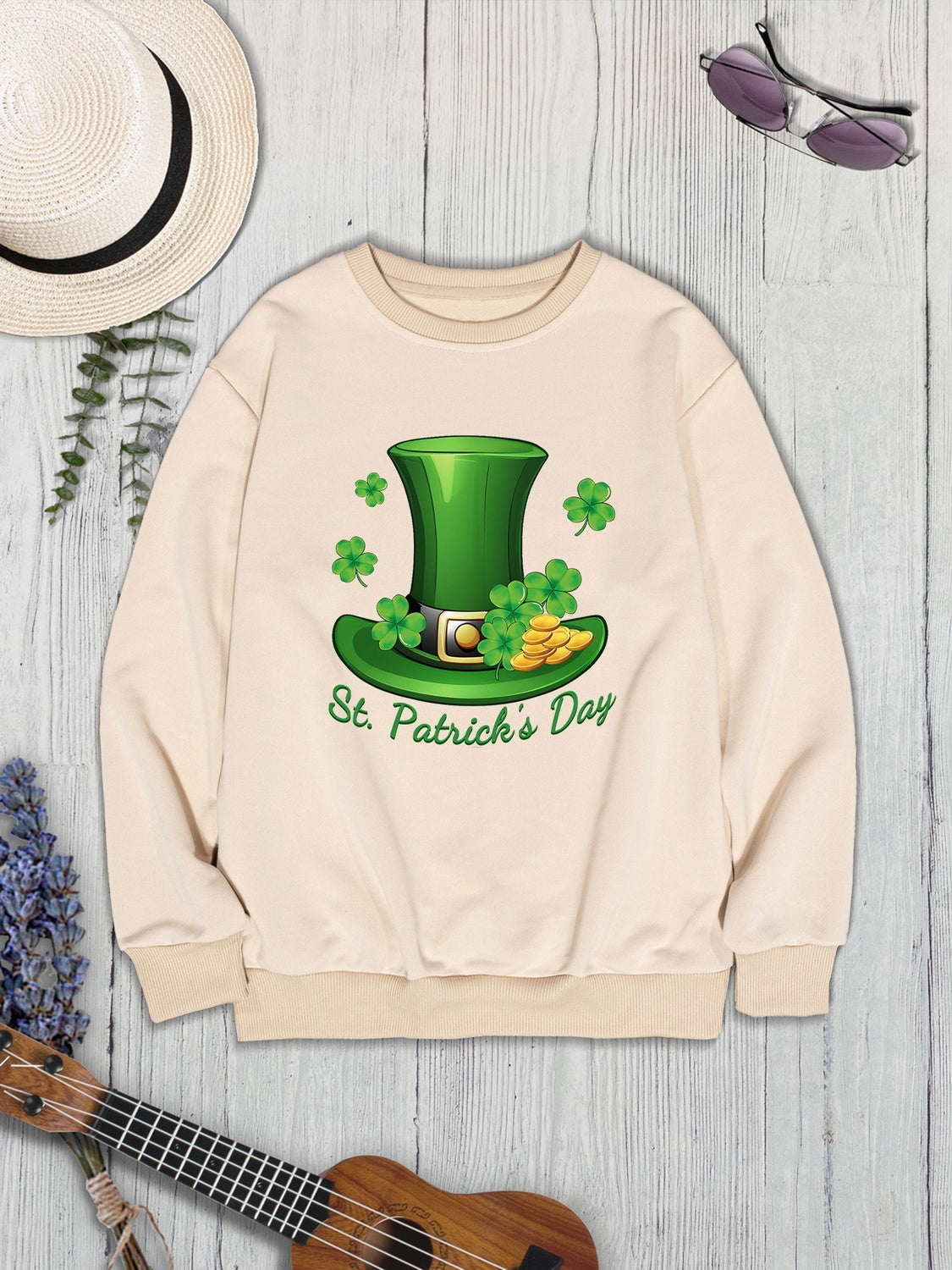 ST. PATRICK'S DAY Round Neck Dropped Shoulder Sweatshirt-Jewearrings