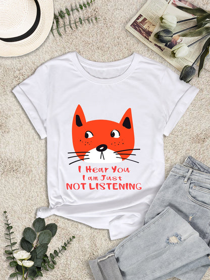 I HEAR YOU I AM JUST NOT LISTENING Round Neck T-Shirt-Jewearrings