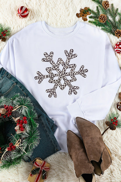 Snowflake Graphic Dropped Shoulder Sweatshirt-Jewearrings