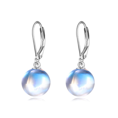 925 Sterling Silver Moonstone Drop Leverback Earrings Jewelry for Women-Jewearrings