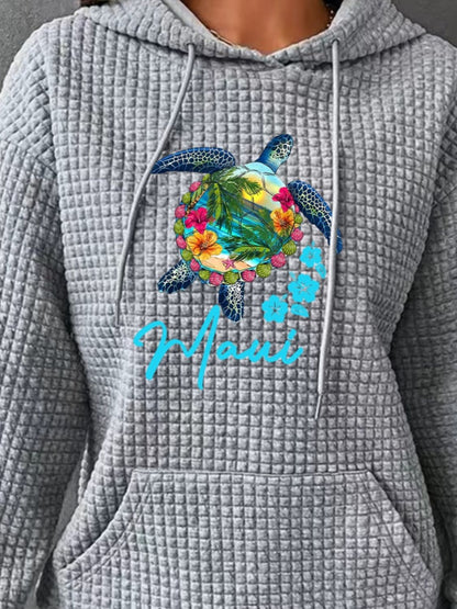 Full Size Turtle Graphic Drawstring Hoodie-Jewearrings