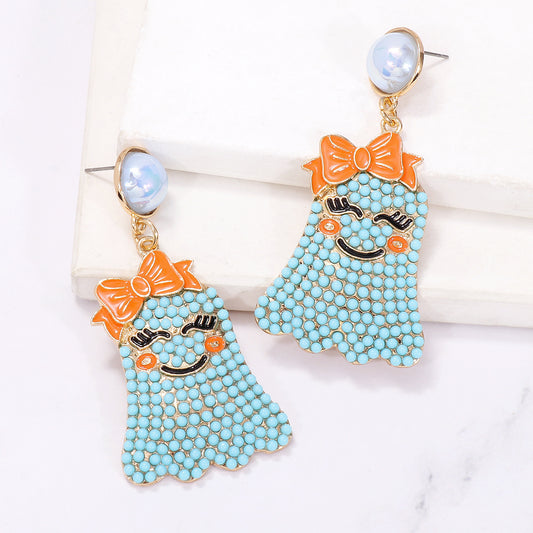 Little Ghost Pearl Personalized Earrings Halloween Ghost Festival-Jewearrings