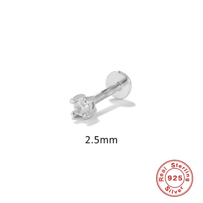 Simple Personality Sterling Silver Threaded Perforated Cartilage Earrings-Jewearrings