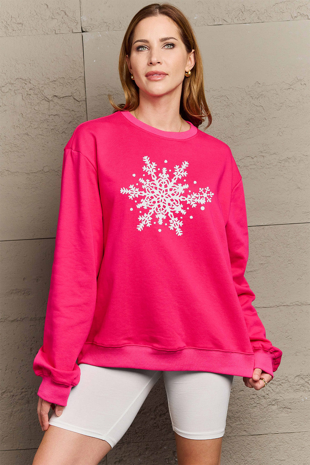 Simply Love Full Size Snowflake Graphic Sweatshirt-Jewearrings