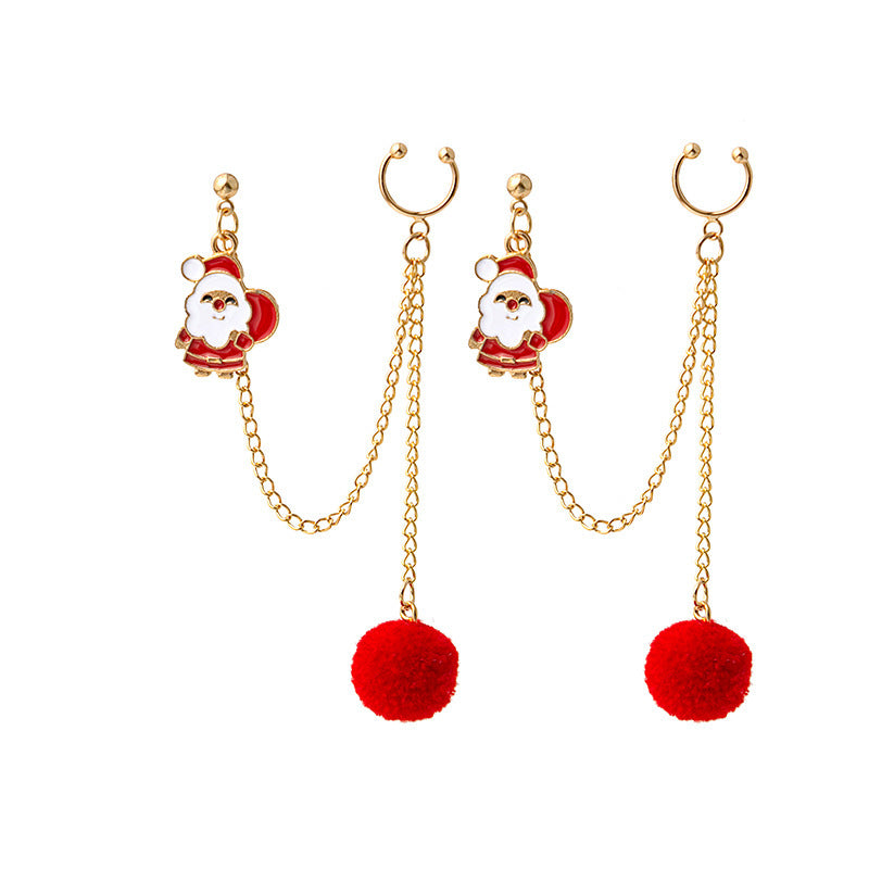 Earbone Clip Earrings Santa Claus Tree-Jewearrings