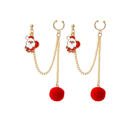 Earbone Clip Earrings Santa Claus Tree-Jewearrings