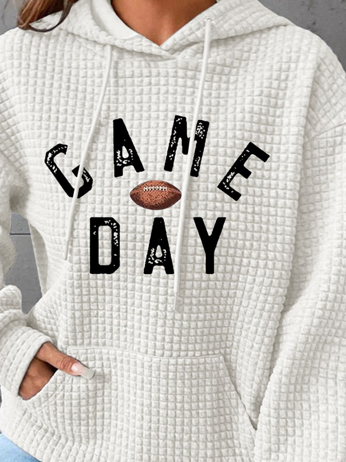 Full Size GAME DAY Graphic Drawstring Hoodie-Jewearrings