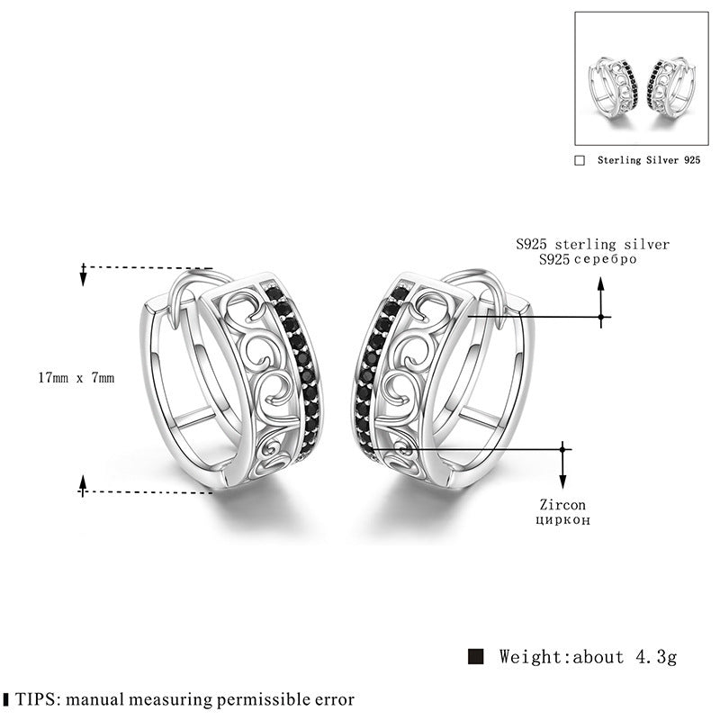 S925 sterling silver jewelry platinum plated zircon earrings-Jewearrings