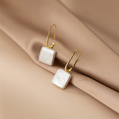 S925 Silver Geometric Square Acrylic Earrings Simple Temperament-Jewearrings