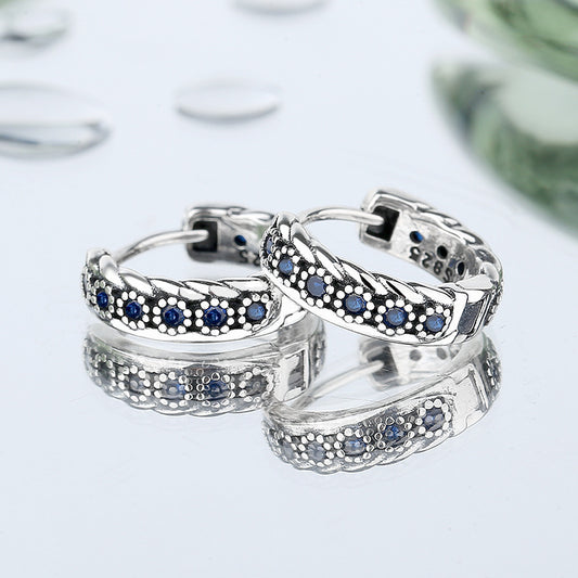 S925 Sterling Silver Zirconium Woven Vintage Earrings-Jewearrings