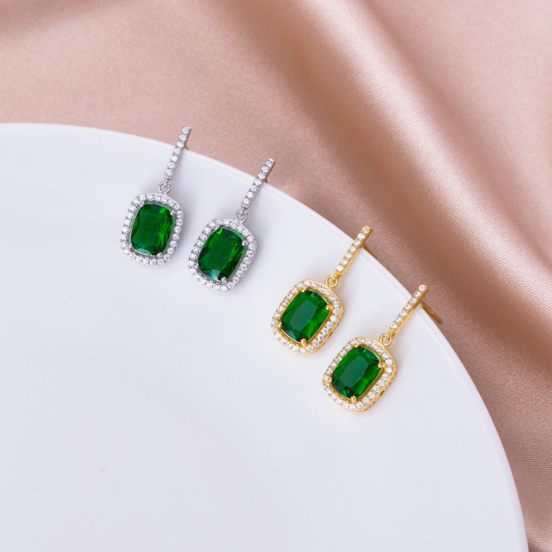 Sterling Silver Petite Emerald Earrings Female Net Red-Jewearrings