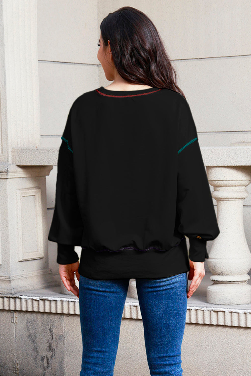 Sequin Nutcracker Round Neck Slit Sweatshirt-Jewearrings