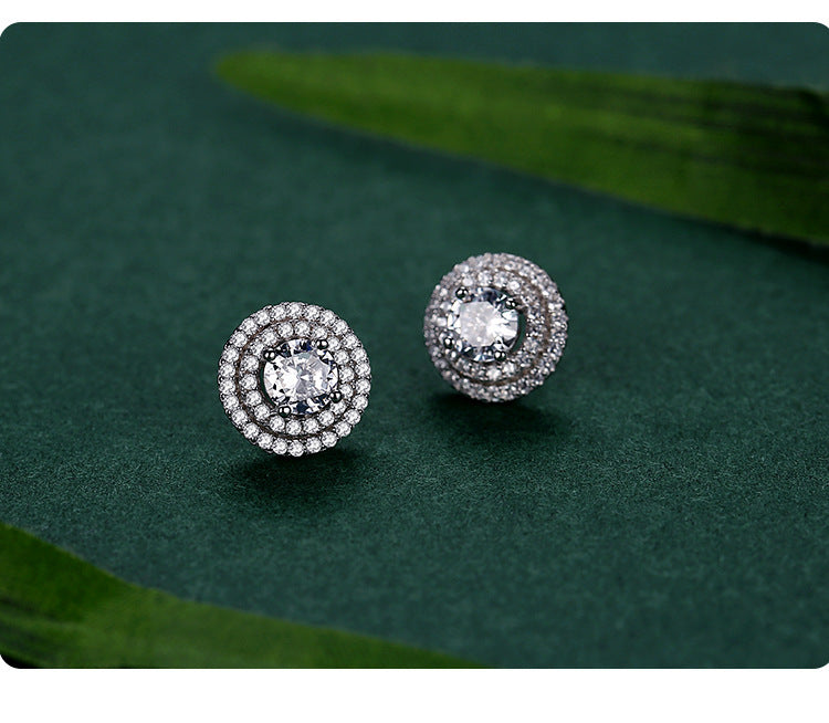 Women's Stylish Round S925 Sterling Silver Stud Earrings-Jewearrings