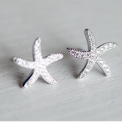 Sterling Silver Starfish Stud Earrings-Jewearrings