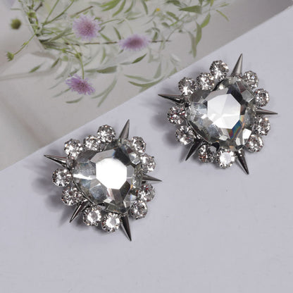 925 Silver Needle Heart Stud Earrings For Women-Jewearrings