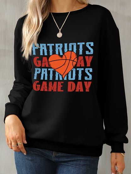 PATRIOTS GAME DAY Round Neck Dropped Shoulder Sweatshirt-Jewearrings